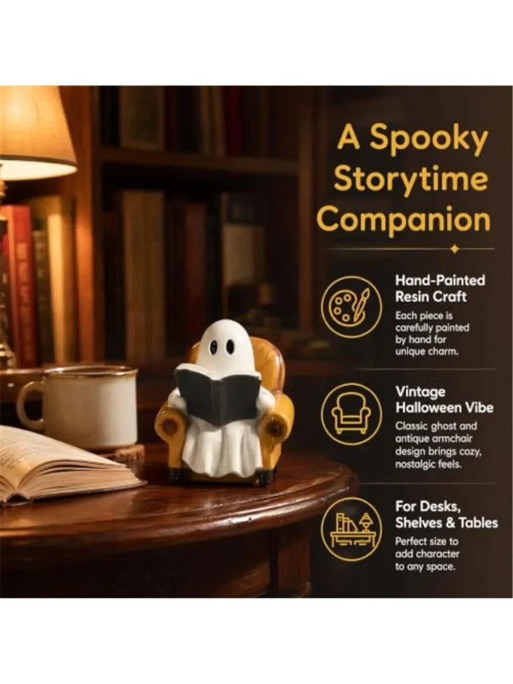 Reading Book Figurines Ghosts Halloween Decor Cute Decor Halloween
